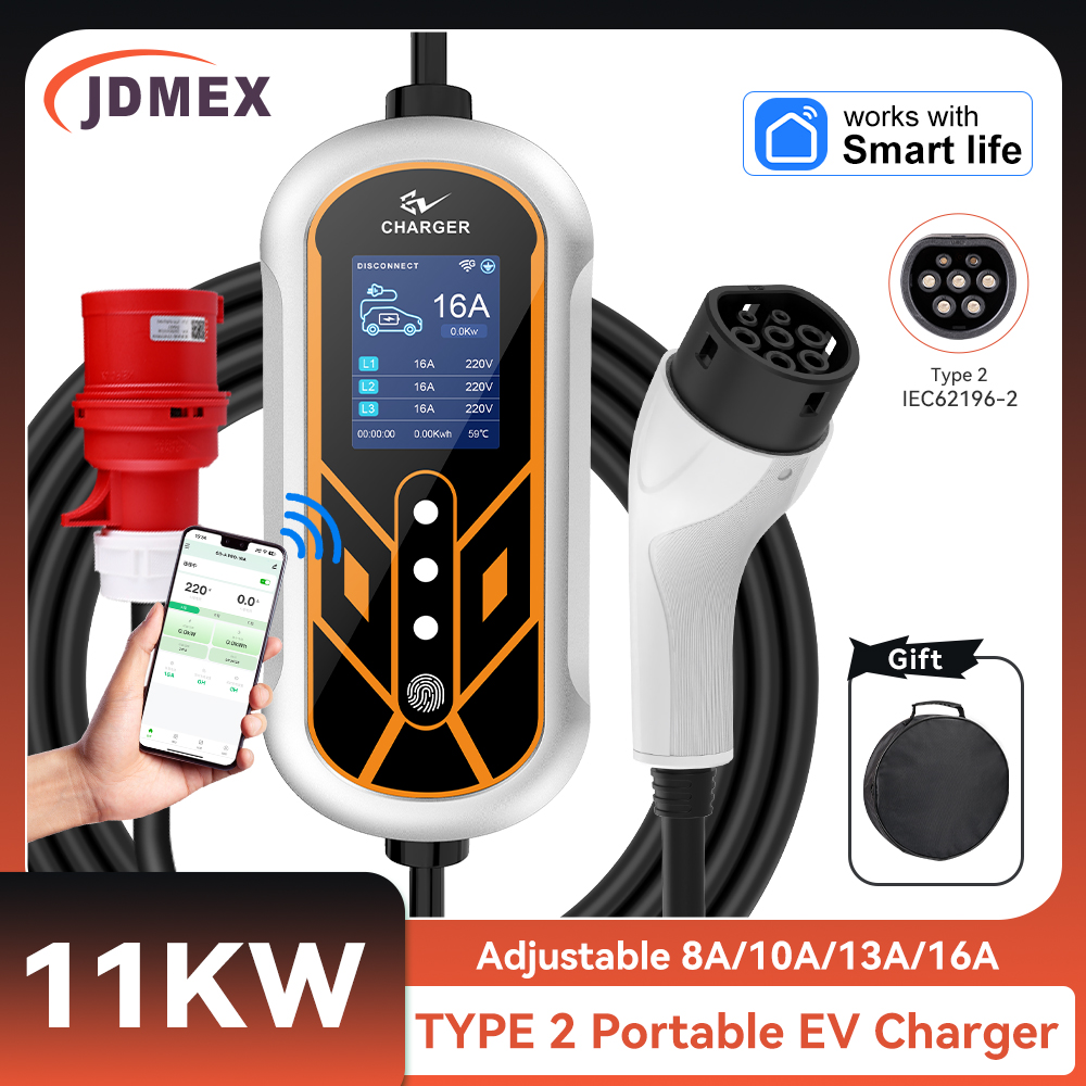 Type 2 Portable Ev Charger 11Kw Cee - JDMEX 11KW Type2 elektrikli araç şarjı