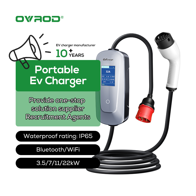 Type 2 Portable Ev Charger 11Kw Cee - Ovrod Elektrikli Araba 16a Mod 2